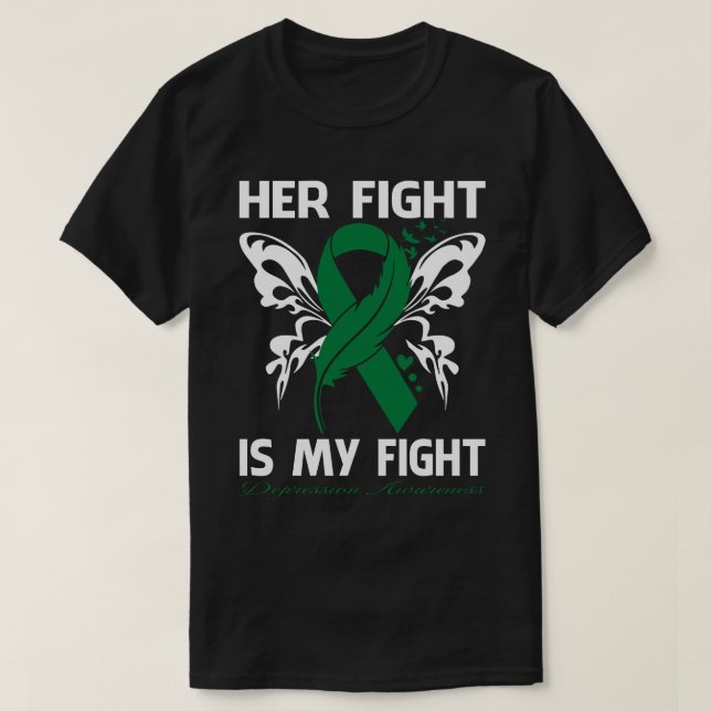 T-shirt Son combat est mon combat déPRESSION connaissance  (Design devant)