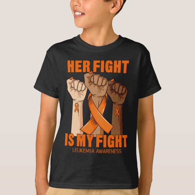 T-shirt Son combat est mon combat Leucémie Sensibilisation (Devant)