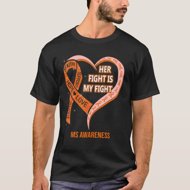 T-shirt Son combat est mon combat MS Sensibilisation Ruban (Devant)