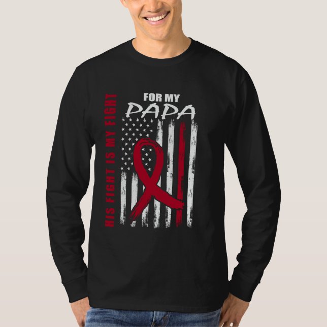T-shirt Son Combat Est Mon Combat Papa Ruban Myélome Multi (Devant)