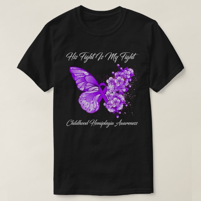 T-shirt Son combat est mon combat pour l'enfance Hemiplegi (Design devant)