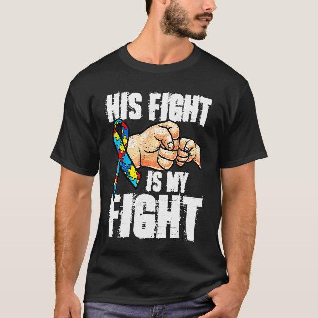 T-shirt Son combat est mon combat Puzzle Autism Awareness (Devant)