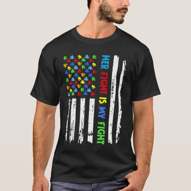 T-shirt Son combat est mon combat Puzzle de sensibilisatio (Devant)