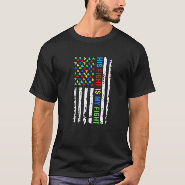 T-shirt Son combat est mon combat Puzzle Drapeau Américain (Devant)