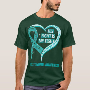 T-shirt Son Combat Est Mon Combat Ribbon Heart Dysautonomi