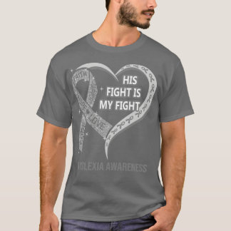 T-shirt Son combat est mon combat Ribbon Heart Dyslexia Aw