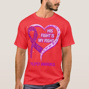 T-shirt Son combat est mon combat Ribbon Heart Epilepsy Aw
