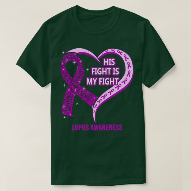 T-shirt Son combat est mon combat Ribbon Heart Lupus Sensi (Design devant)