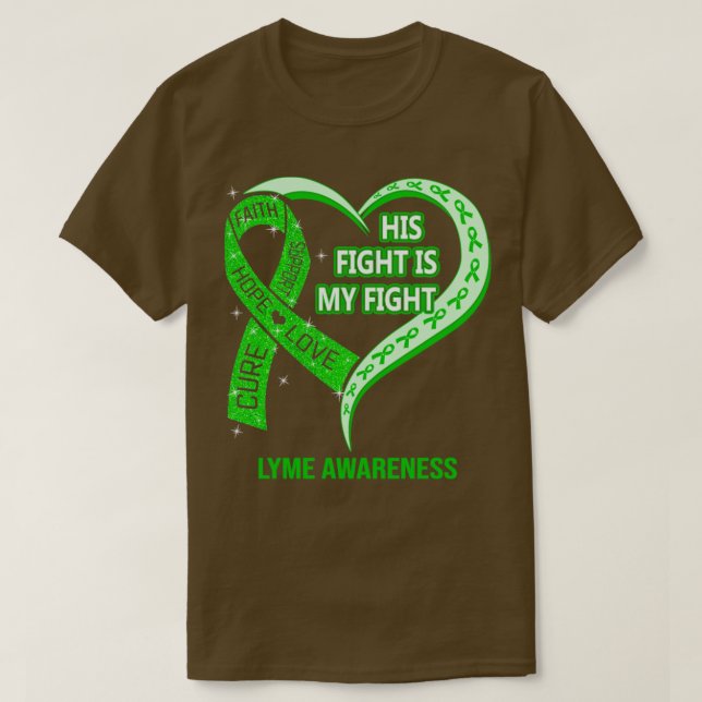 T-shirt Son combat est mon combat Ribbon Heart Lyme Sensib (Design devant)