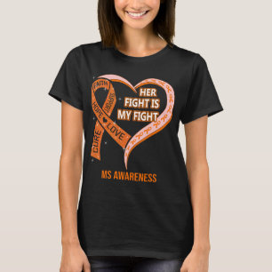 T-shirt Son combat est mon combat Ribbon Heart MS Sensibil