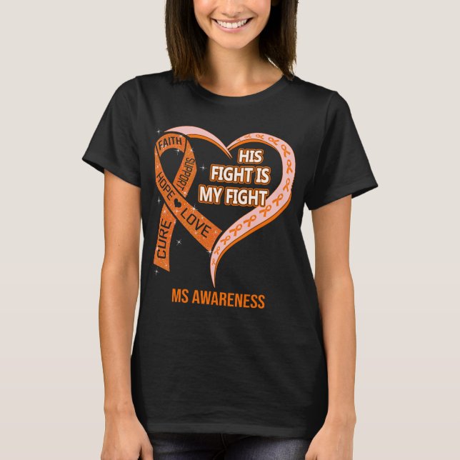 T-shirt Son combat est mon combat Ribbon Heart MS Sensibil (Devant)