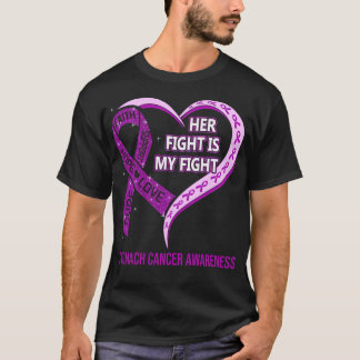 T-shirt Son combat est mon combat Ribbon Heart Stomach Can