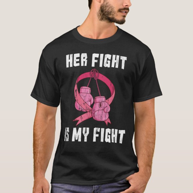 T-shirt Son combat est mon combat - Soutien du cancer du s (Devant)