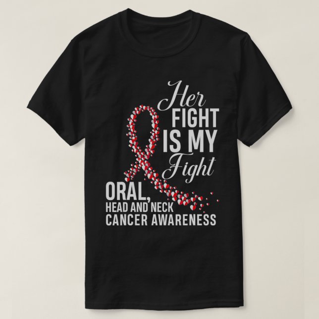 T-shirt Son Combat Est Mon Combat Tête Orale Et Cancer Du  (Design devant)