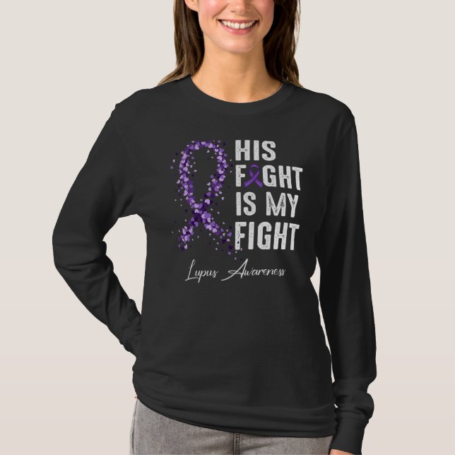 T-shirt Son Combat Est Mon Combat Violet Ribbon Lupus Laur (Devant)