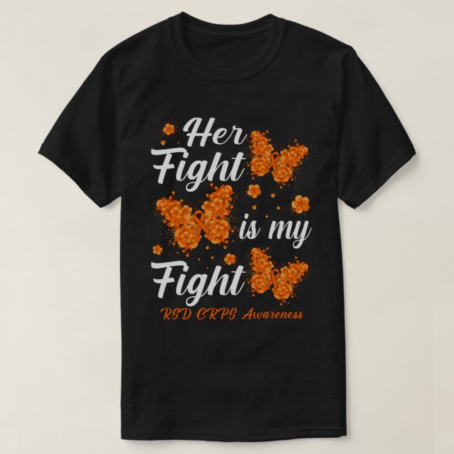 T-shirt Son combat est mon papillon de sensibilisation Fig (Design devant)