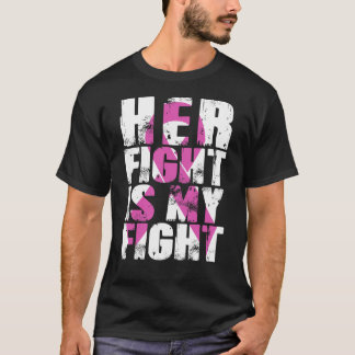 T-shirt Son combat est mon rose de conscience de cancer du