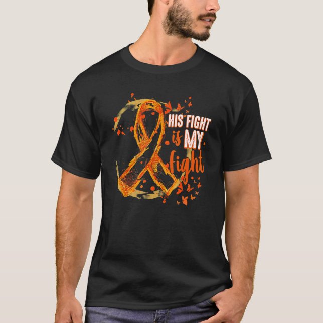 T-shirt Son combat est My Fight Orange Ribbon COPD Sensibi (Devant)