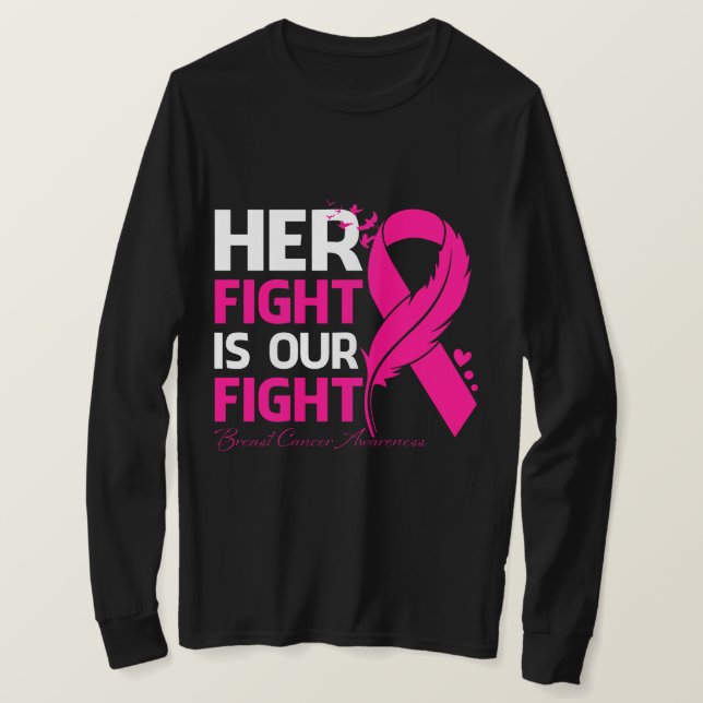 T-shirt Son combat est notre lutte contre le cancer du sei (Design devant)