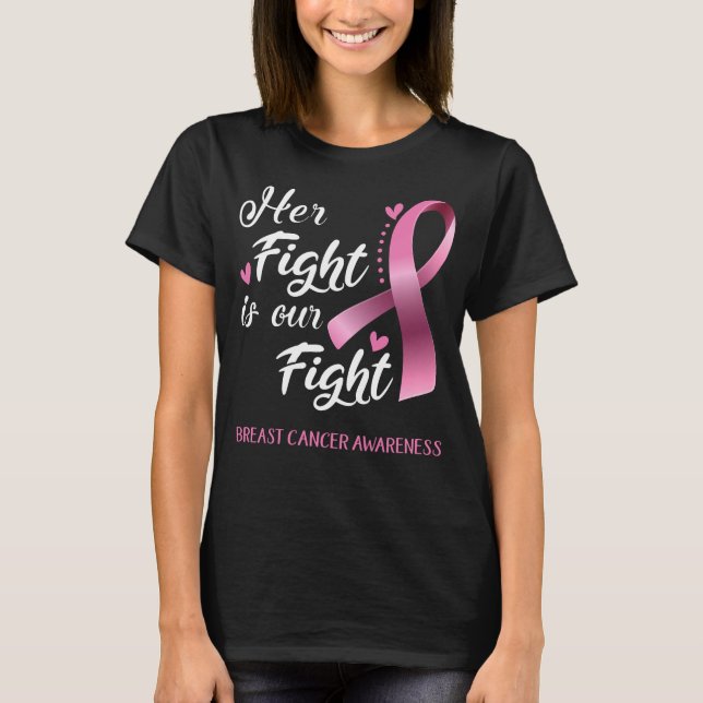 T-shirt Son combat est notre lutte contre le cancer du sei (Devant)