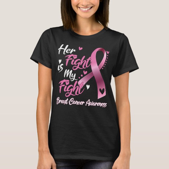 T-shirt Son combat Ia Mon combat Conscience du cancer du s (Devant)