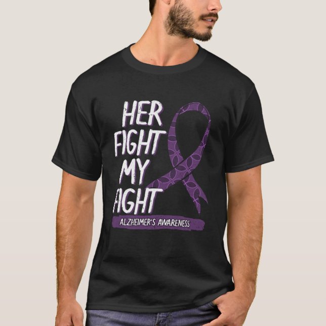 T-shirt Son Combat Mon Combat Alzheimer Violet Changements (Devant)