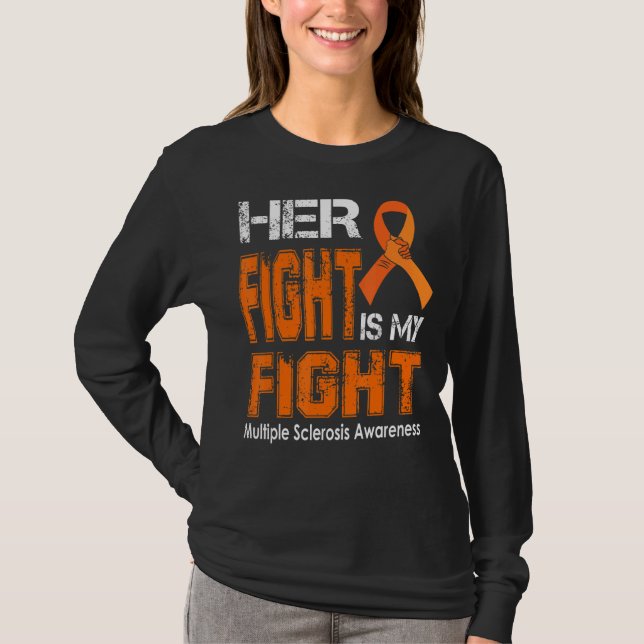T-shirt Son combat Mon combat Fière Sclérose en plaques (Devant)