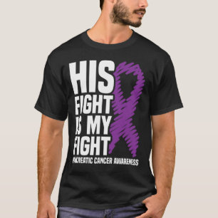 T-shirt Son combat Mon combat le ruban pourpre cancer panc