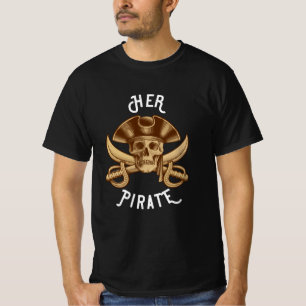 T-shirt Son Crâne Et Son Épée De Pirate Vintage Crossbones