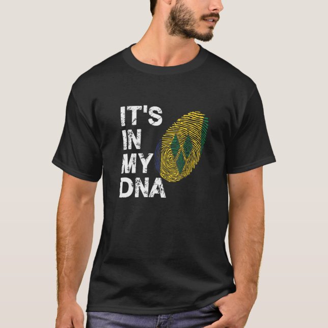 T-shirt Son dans mon ADN empreintes digitales St Vincent e (Devant)