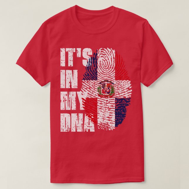 T-shirt SON DANS MON ADN République Dominicaine Drapeau ga (Design devant)