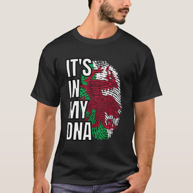 T-shirt Son Dans Mon Dna Welsh Drapeau Galles Empreinte (Devant)