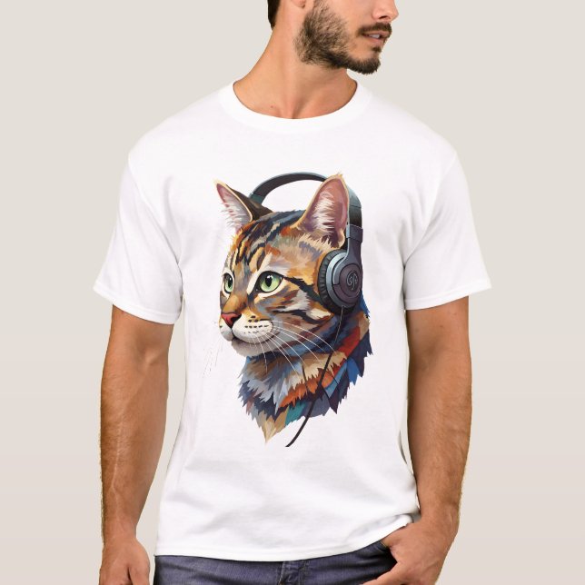 T-shirt Son de moustaches – Chat abstrait en couleur (Devant)