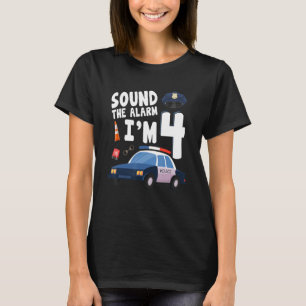 T-shirt Son L'alarme C'est mon 4e anniversaire 4 ans P