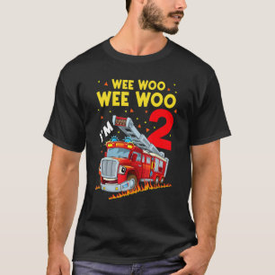 T-shirt Son L'alarme Je suis 2 Anniversaire Boy Fire Truck