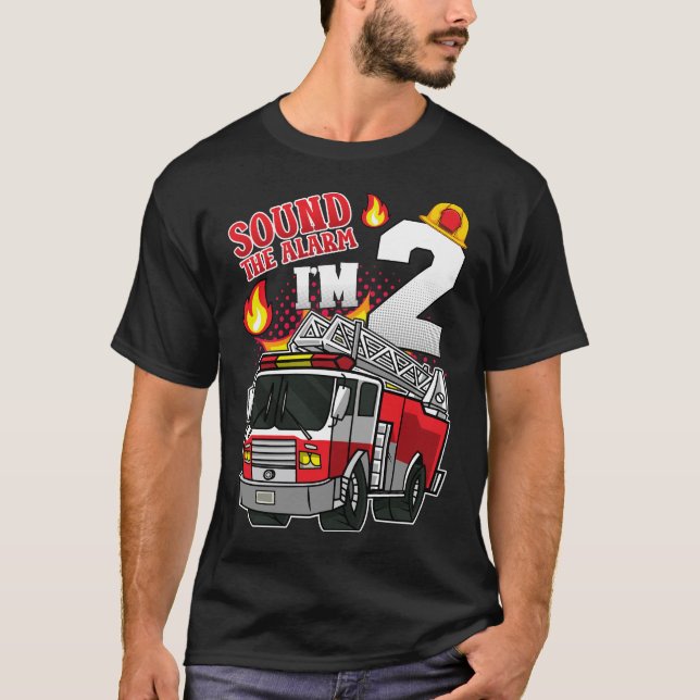 T-shirt Son L'alarme Je suis 2 pompiers Hommes (Devant)