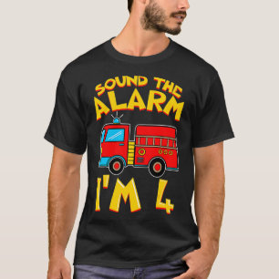 T-shirt Son L'alarme Je suis 4 pompier Garçon 4e anniversa
