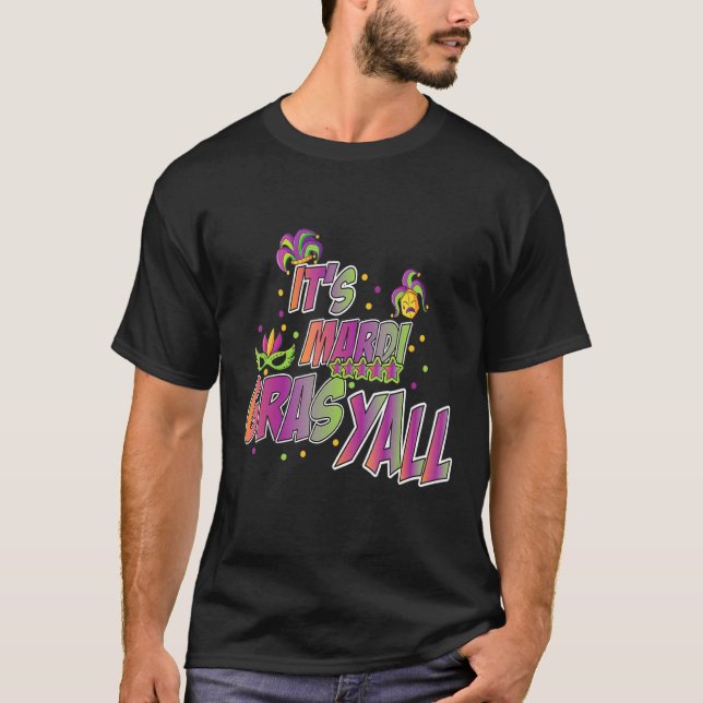 T-shirt Son Masque Mardi Gras Yall-Mardi Gras (Devant)