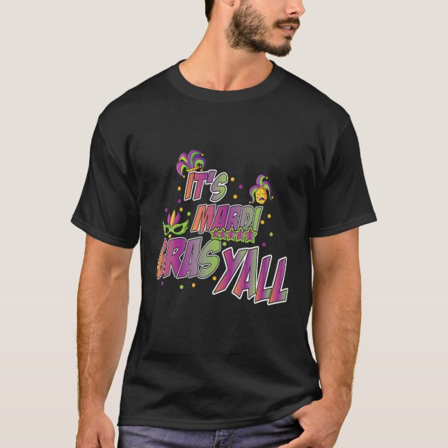 T-shirt Son Masque Mardi Gras Yall-Mardi Gras (Devant)