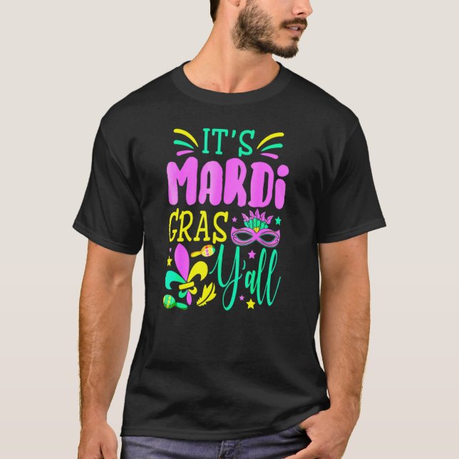 T-shirt Son Masque Mardi Gras Yall Mardi Gras Party (Devant)