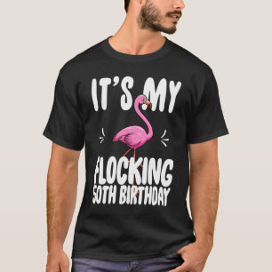 T-shirt Son My Flocking 50th Birthday Pink Flamant rose