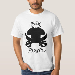 T-shirt Son Pirate Black Crossbones Crâne et épée blanc