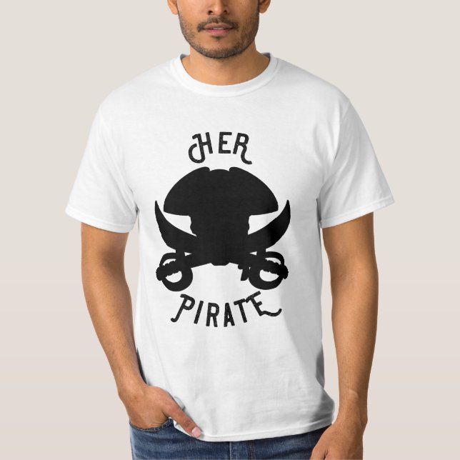 T-shirt Son Pirate Black Crossbones Crâne et épée blanc (Devant)