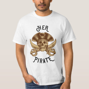 T-shirt Son Pirate Vintage Crossbones Crâne et épée blanc