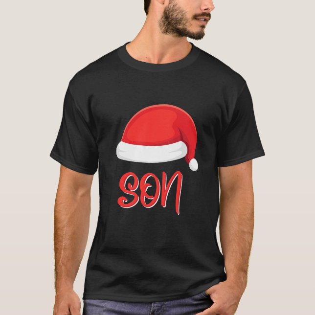 T-shirt Son Santa Hat Correspondante Famille Fils de Noël (Devant)