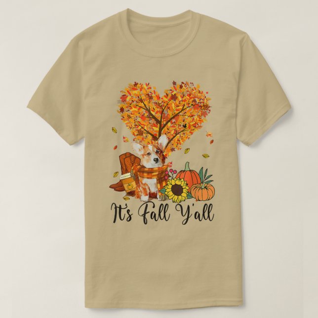 T-shirt Son Yall Corgi automne Amoureux de les chiens Than (Design devant)