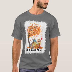 T-shirt Son Yall Poodle Tog Citrouille Automne Bleach