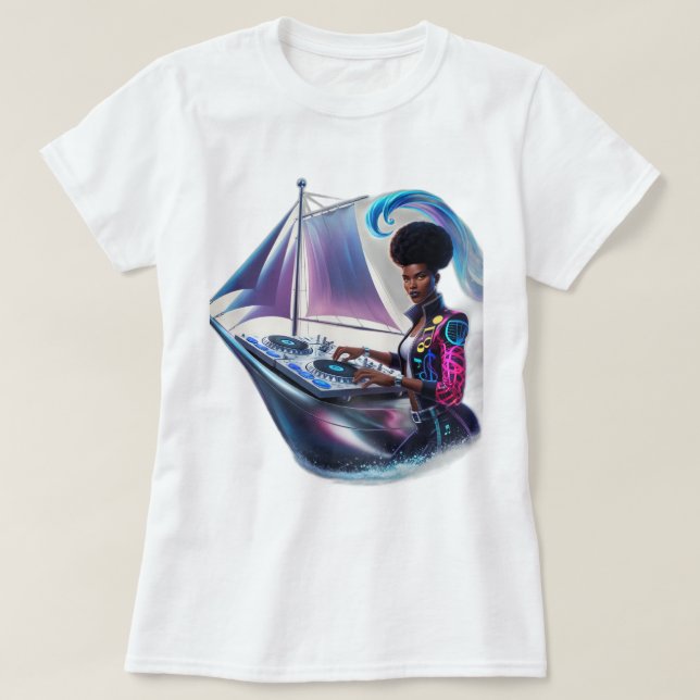 T-shirt Sonic Navigator : DJ Pilote À Travers Les Soundwav (Design devant)