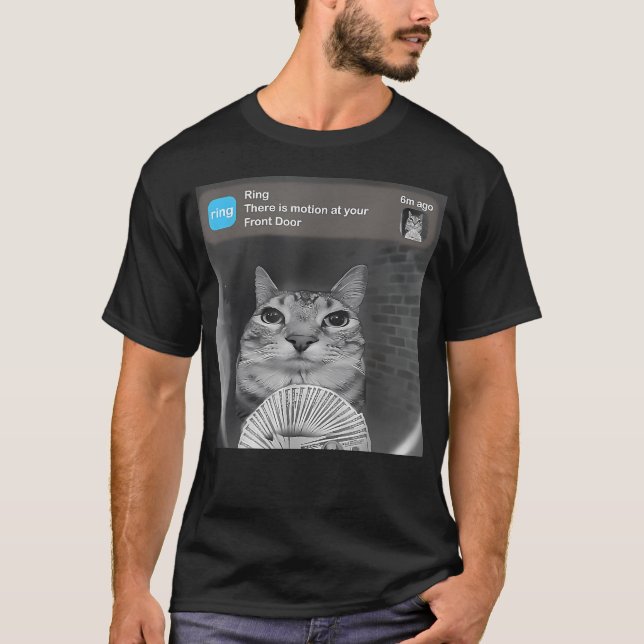 T-shirt Sonnette Drôle de Chat Mème Argent (Devant)