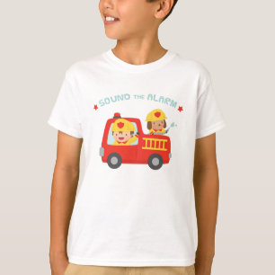 T-shirt Sonnez l'alarme Garçon pompier Camion de pompiers